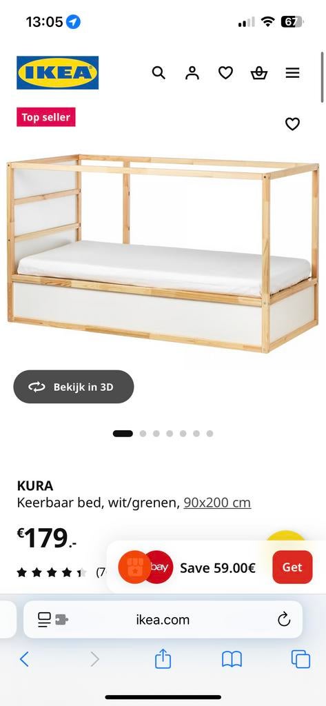 IKEA Kura bed roze met glitters en gordijntjes, Huis en Inrichting, Ophalen, Gebruikt, 90 cm, Eenpersoons
