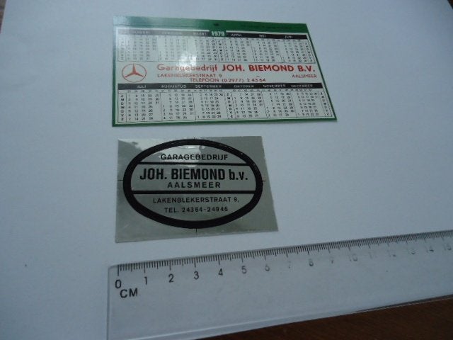 sticker 1979 Mercedes Benz garage dealer Aalsmeer BIEMOND, Verzamelen, Stickers, Verzenden, Zo goed als nieuw, Auto of Motor