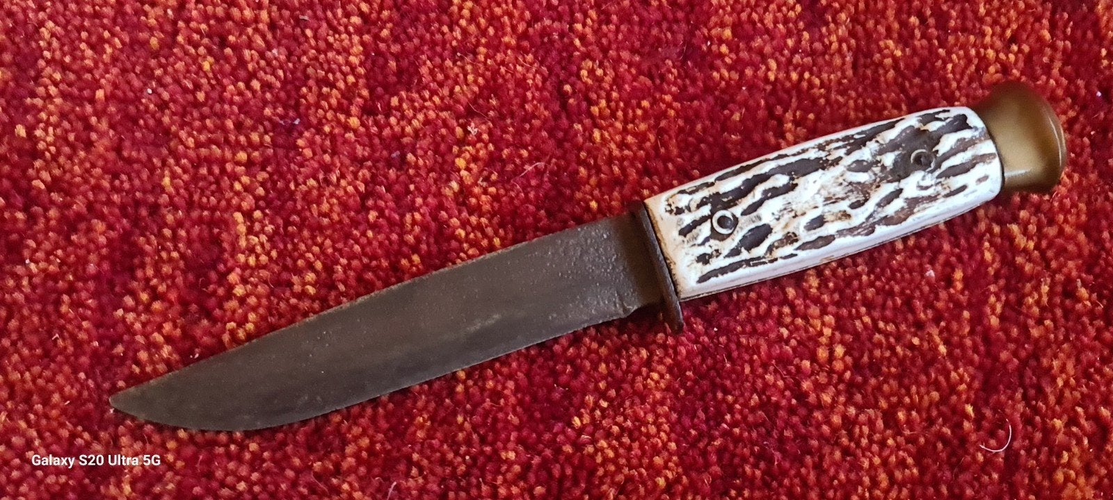 Vintage jachtmes en leren schede, Ophalen of Verzenden