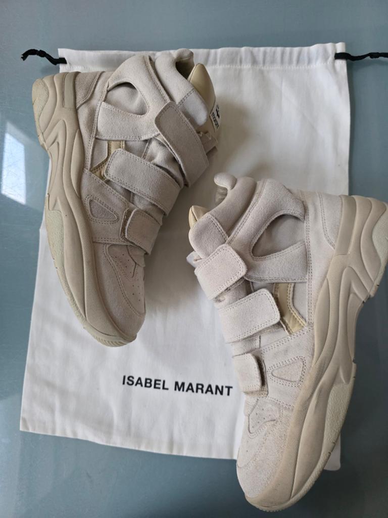 Isabel Marant Bumkeeh Velcro Hoge Sneakers Wit/Beige Maat 42, Ophalen of Verzenden, Zo goed als nieuw, Overige kleuren