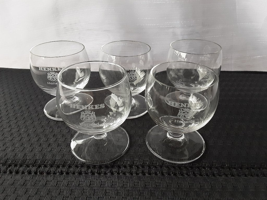 HENKES HOLLAND glaasjes op voet, 5 stuks, Verzamelen, Ophalen of Verzenden, Zo goed als nieuw, Borrel- of Shotglas