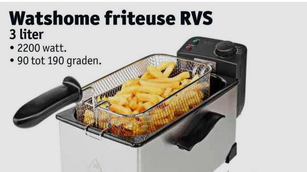 Nieuwe WatsHome RVS Friteuse 3L - Nooit gebruikt!, Witgoed en Apparatuur, Frituurpannen, 2 tot 3 liter, Ophalen of Verzenden, Nieuw