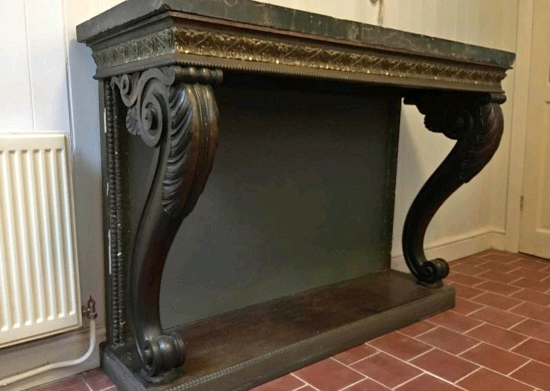 Antieke console tafel met marmeren blad, Ophalen