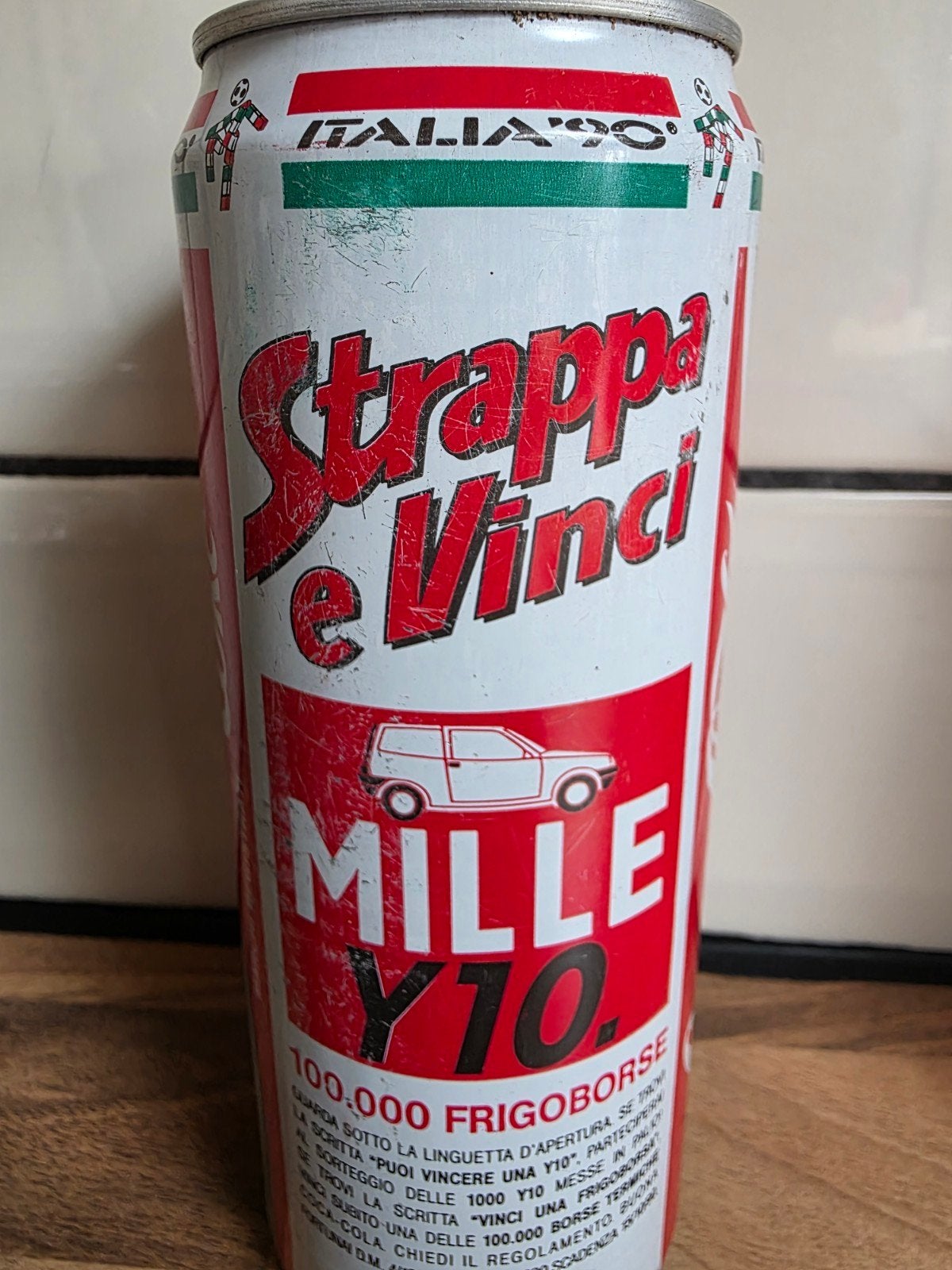 Vintage Coca-Cola blikje 500 ml - Italia '90 WK Voetbal, Verzamelen, Overige Verzamelen, Gebruikt, Ophalen of Verzenden