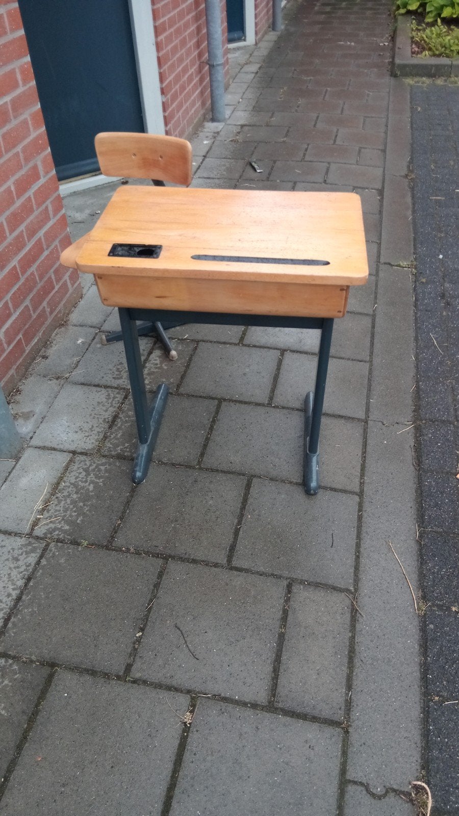 klassieke kinder school tafel met krukje, Ophalen of Verzenden, Gebruikt