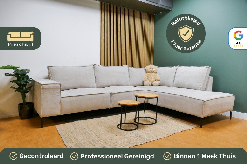 Moderne Hoekbank Beige [Refurbished], -, -, Hoekbank, 300 cm of meer