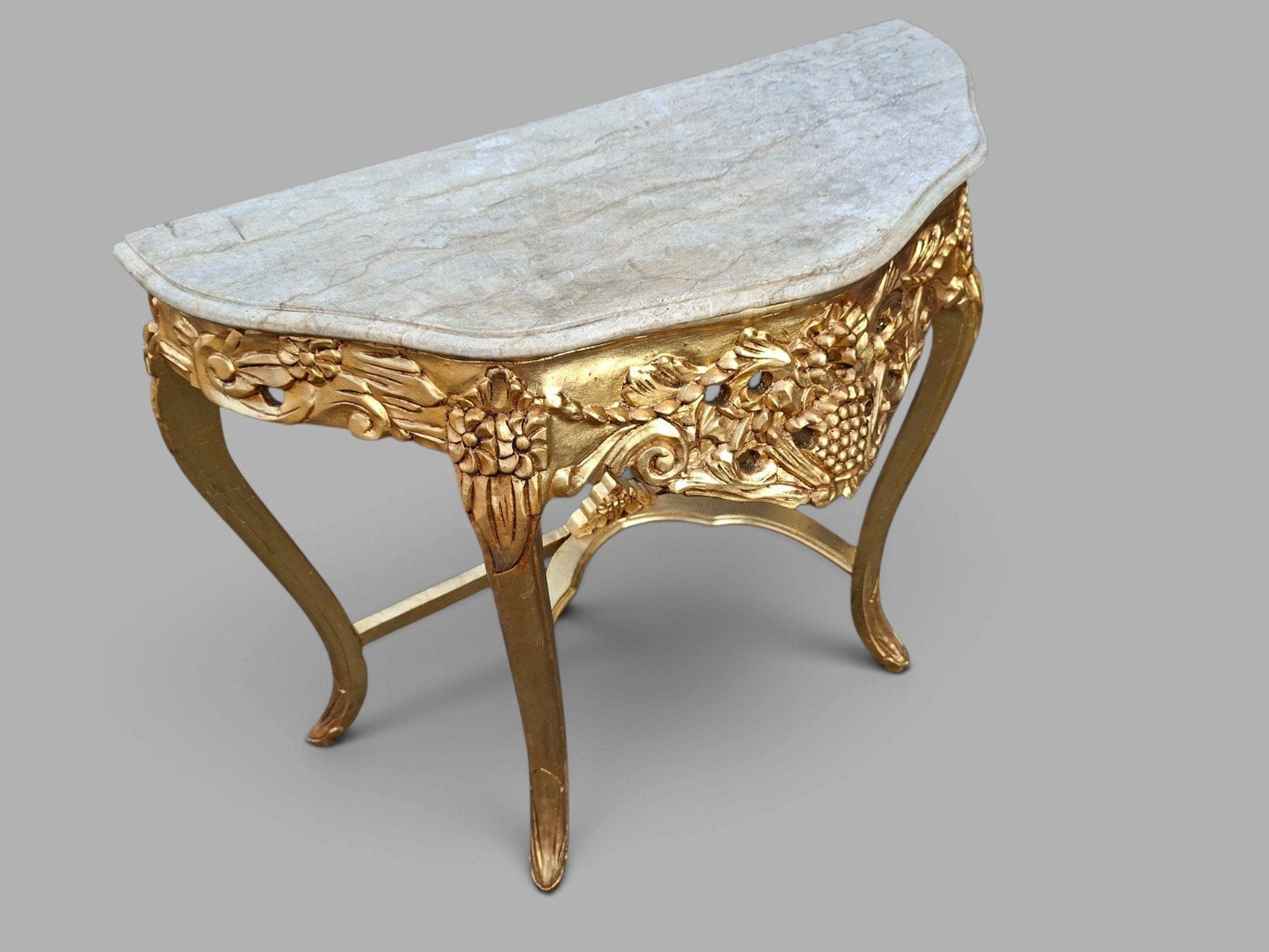 Goudkleurige sidetable, wandtafel console met marmeren blad,, Ophalen of Verzenden