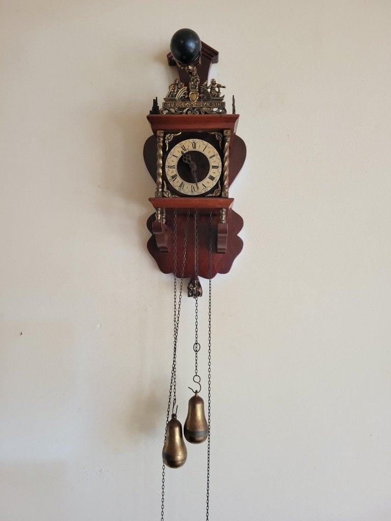 klok, Huis en Inrichting, Woonaccessoires | Klokken, Ophalen, Bruin, Analoog, Met slagwerk