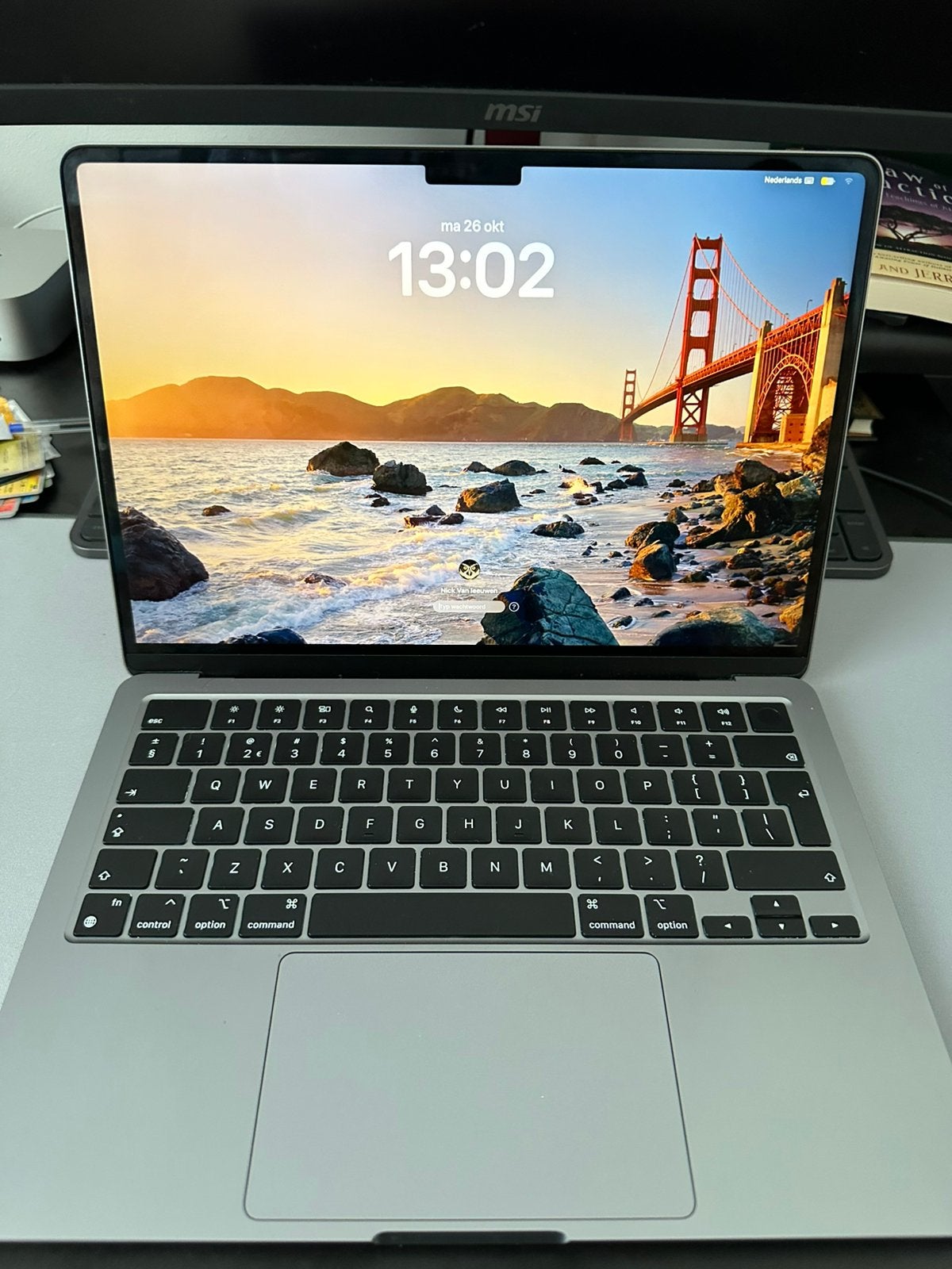 MacBook Air M2 (2022) 13" 8GB/512GB als nieuw, batterij 100%, Ophalen, Qwerty, 8 GB, 13 inch