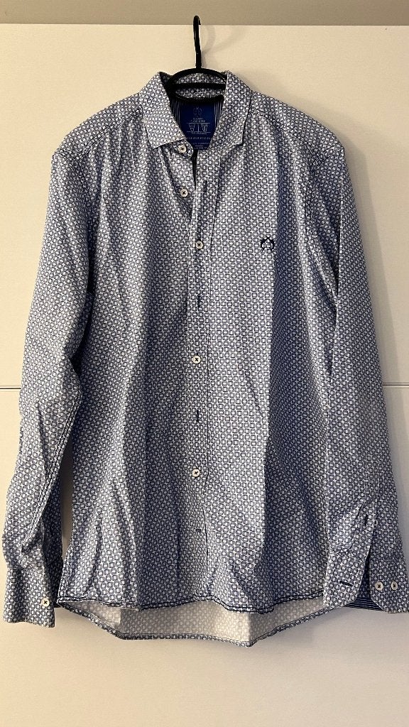 Claudio Campione blauwe hemd met print, Claudio Campione, Blauw, Ophalen of Verzenden, Zo goed als nieuw