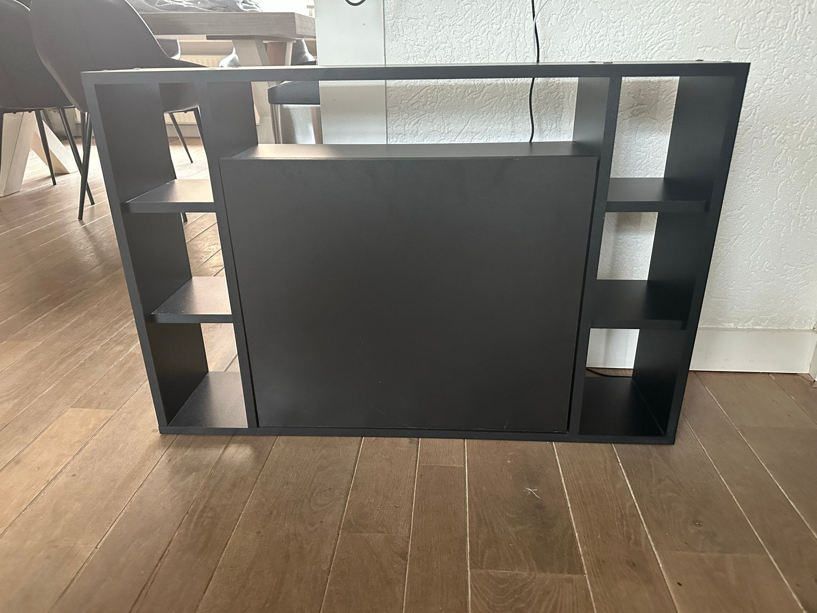 Compact Zwart Wandbureau met Opbergruimte, Ophalen, Gebruikt, Spaanplaat of MDF, Overige merken