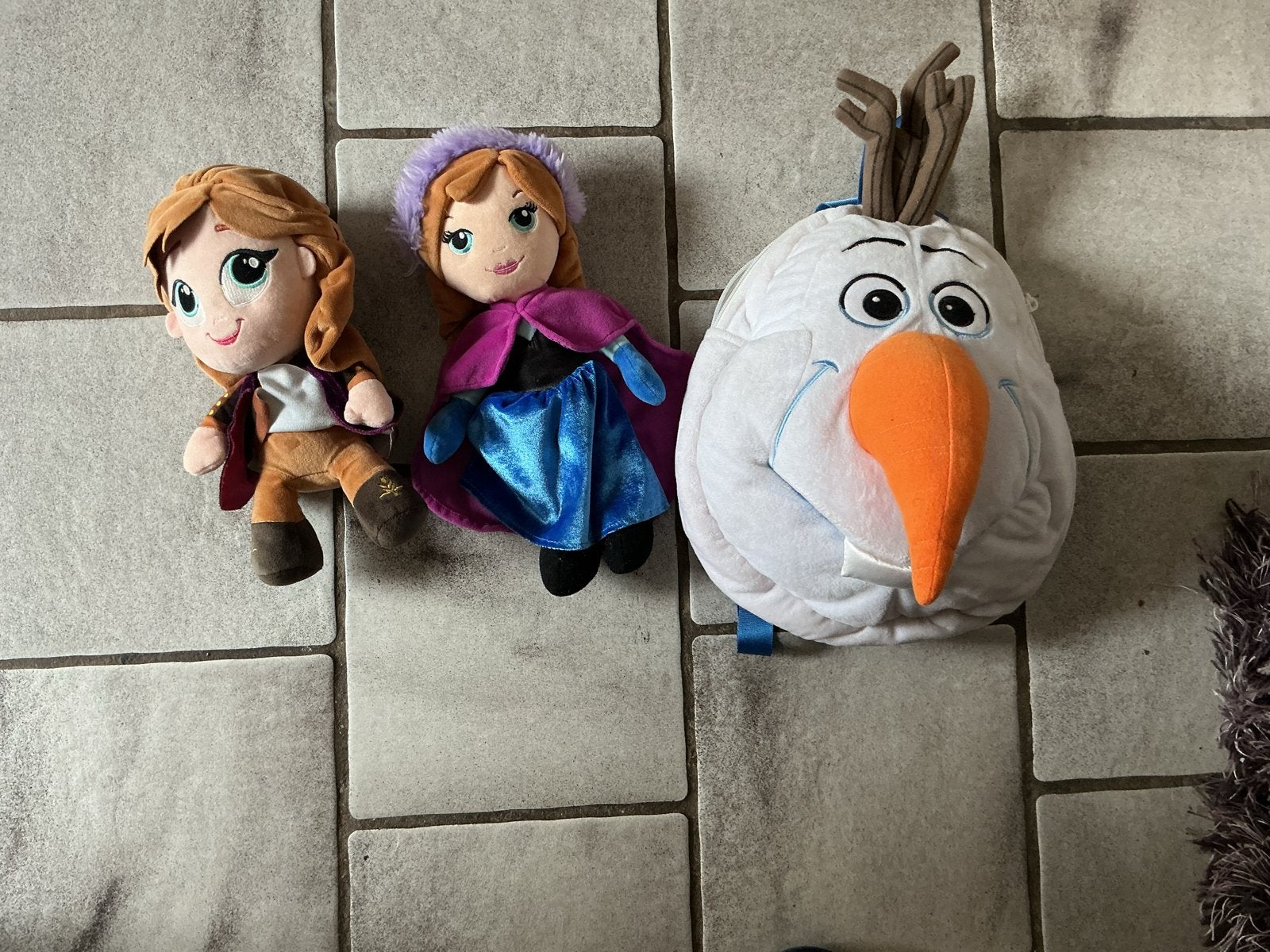 Frozen knuffels: Anna, Elsa en Olaf rugzak, Gebruikt, Disney, Overige typen, Ophalen of Verzenden