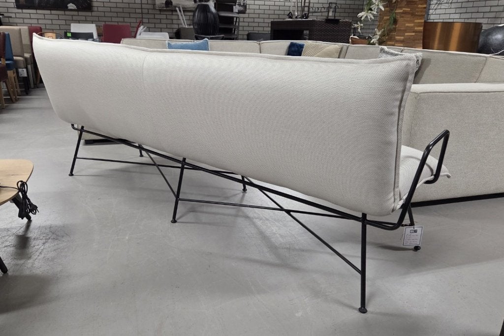 Luxe eetkamerbank Vidar Jess design stof creme eetbank bank, Ophalen, Zo goed als nieuw, Metaal, Vijf, Zes of meer stoelen