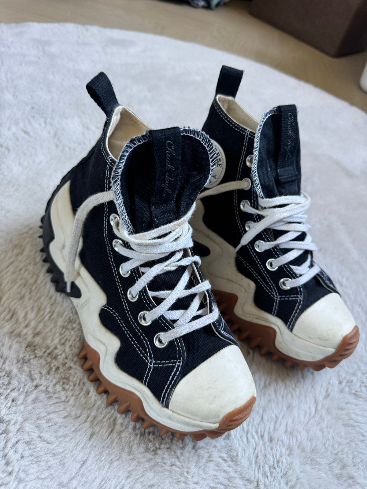 Converse Run Star Hike Hi Sneakers Zwart/Wit, Ophalen, Zo goed als nieuw, Zwart, Sneakers of Gympen