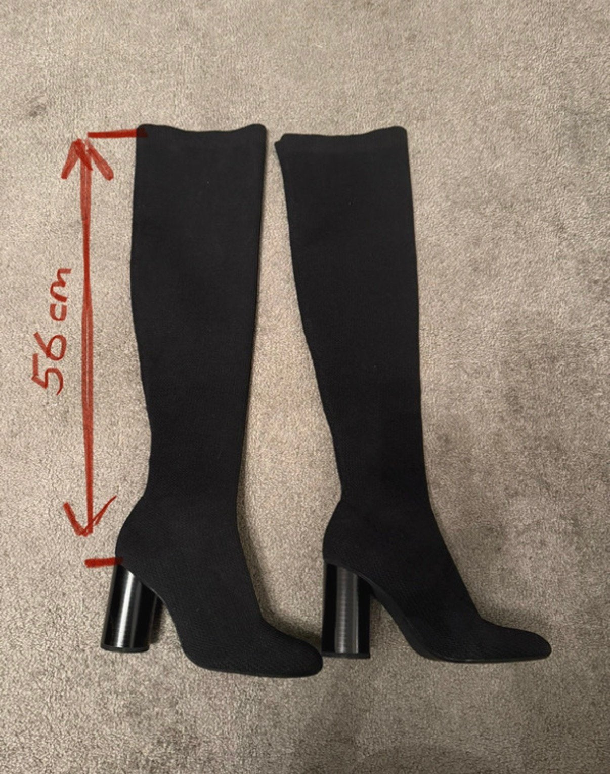 Zwarte over the knee laarzen, stretchy, maat 38, nieuw, Hoge laarzen, Zwart, Ophalen of Verzenden, Zo goed als nieuw