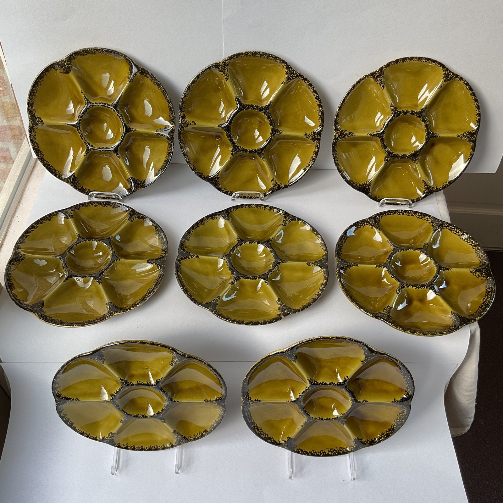 8 Gien oesterborden - servies, goede staat, *Bonne, Gebruikt, Overige merken, Keramiek, Vintage