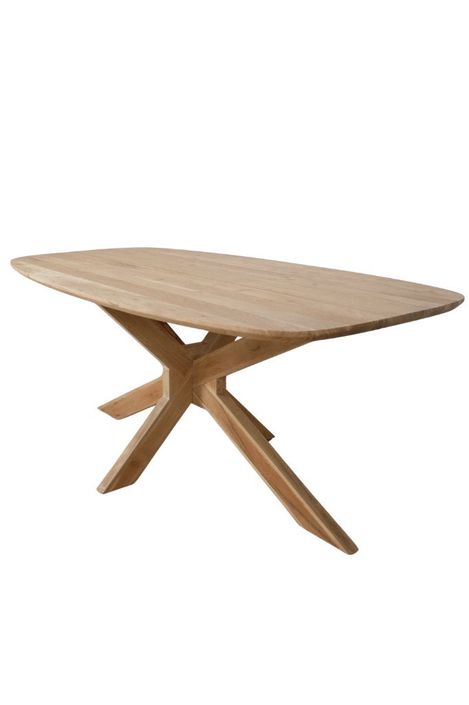 Houten DEENS OVALE EETTAFEL japandi stijl, Ophalen, Japandi, 200 cm of meer, 50 tot 100 cm