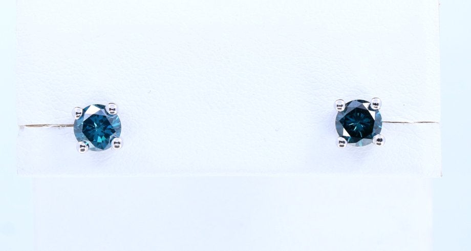 Prachtige Witgouden Oorbellen met Blauwe Diamant 1.07 Ct, Ophalen of Verzenden, Zo goed als nieuw, Info@kleenedelmetalen.nl, Knopjes of Stekers