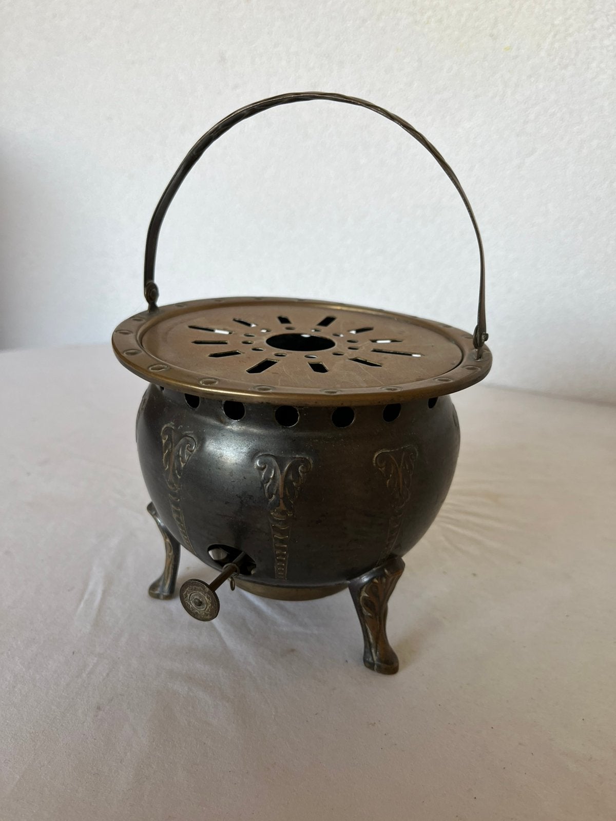 Antieke Rechaud Theelichtje Warmhouder Jugendstil Patina, Antiek en Kunst, Ophalen of Verzenden, Koper