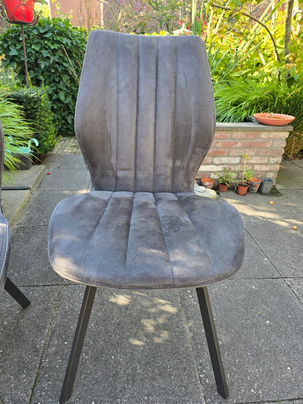 4x de Bommel eetkamerstoelen - Grijs stof, Ophalen, Gebruikt, Modern, Industrieel, Grijs