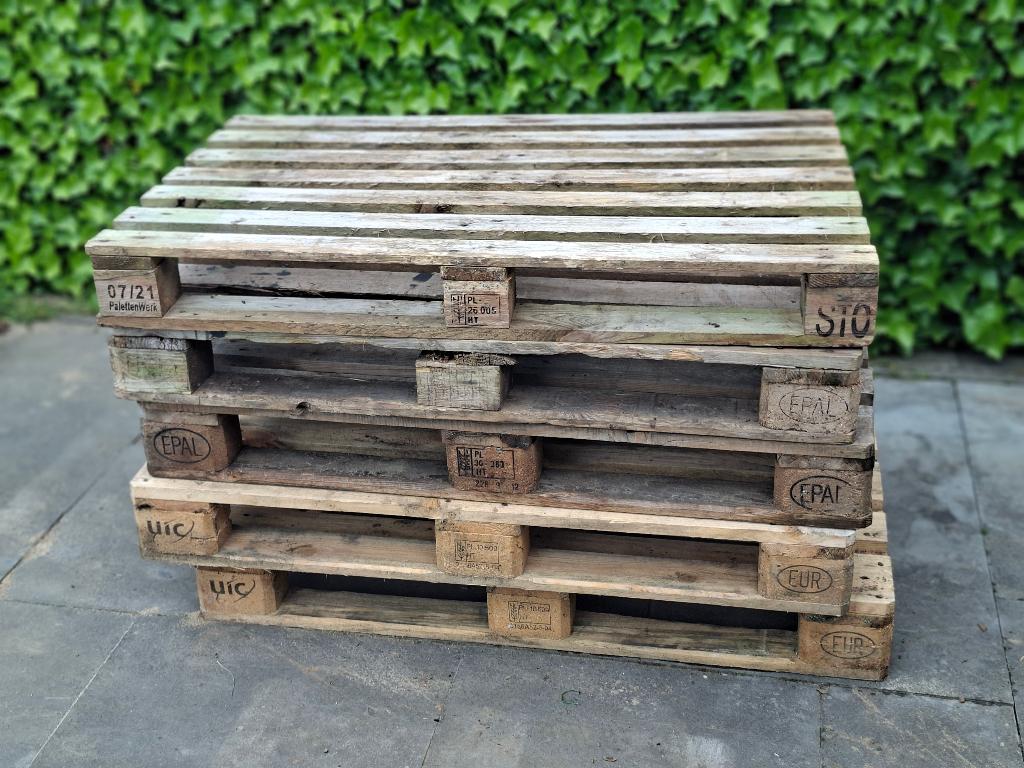 Pallets en timmerhout, Doe-het-zelf en Verbouw, Hout en Planken, Ophalen, Gebruikt, 50 mm of meer, Pallet