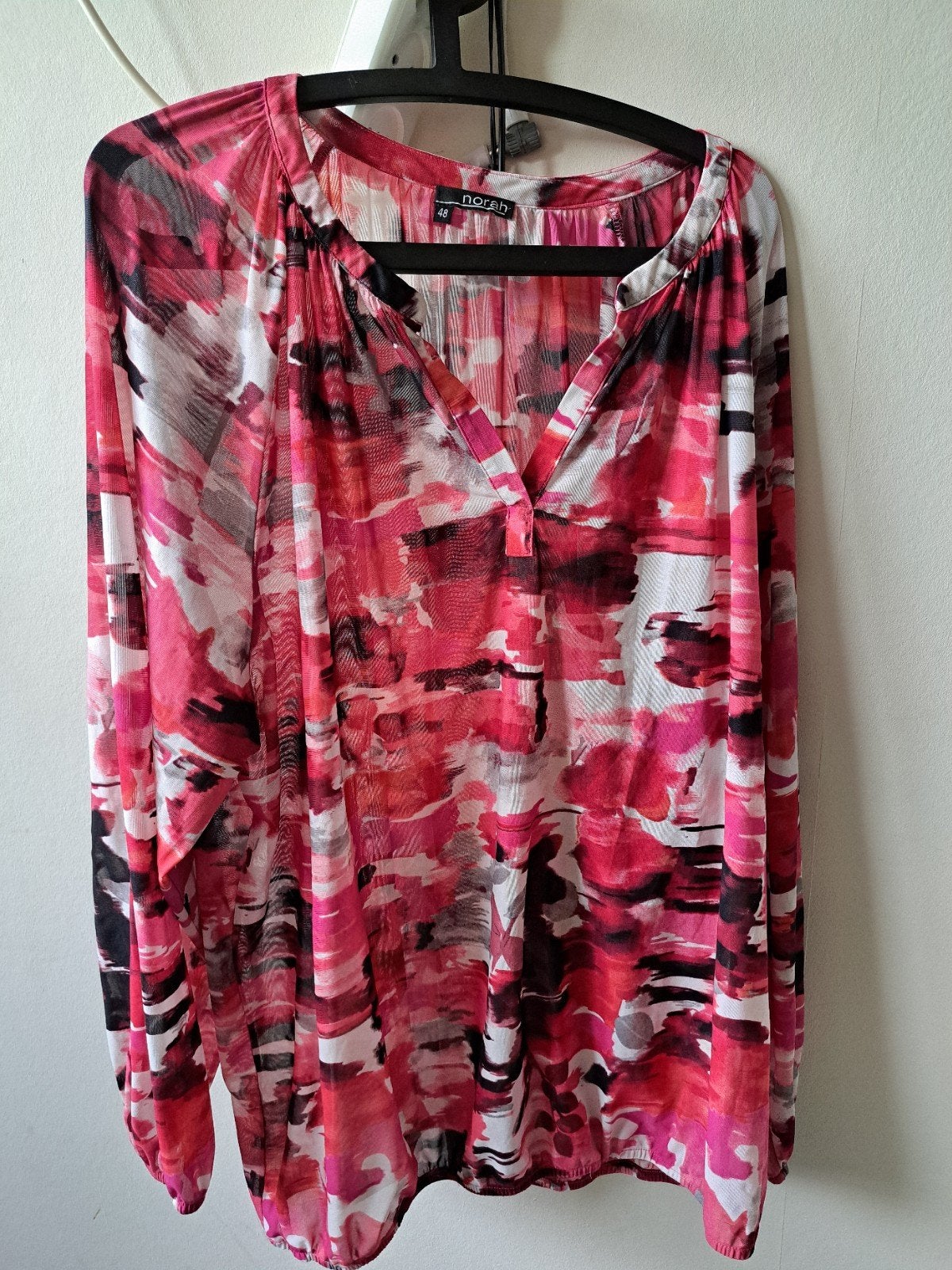 Norah blouse met lange mouwen - roze/zwart/wit maat 48, Norah, Ophalen of Verzenden