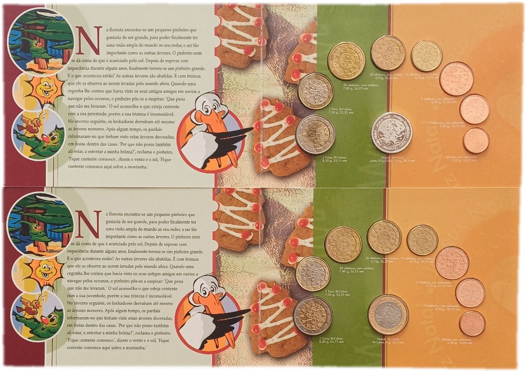 Portugal 2004  / Kerst Euroset (2 X ) Bi-colour + silver, Postzegels en Munten, Munten | Europa | Euromunten, Verzenden, Portugal