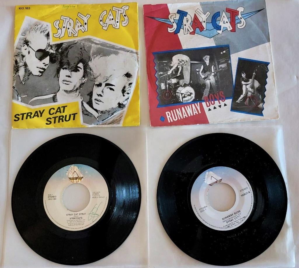 4 x "7 Stray Cats, Cd's en Dvd's, Vinyl Singles, Ophalen of Verzenden, Gebruikt, 7 inch, Pop