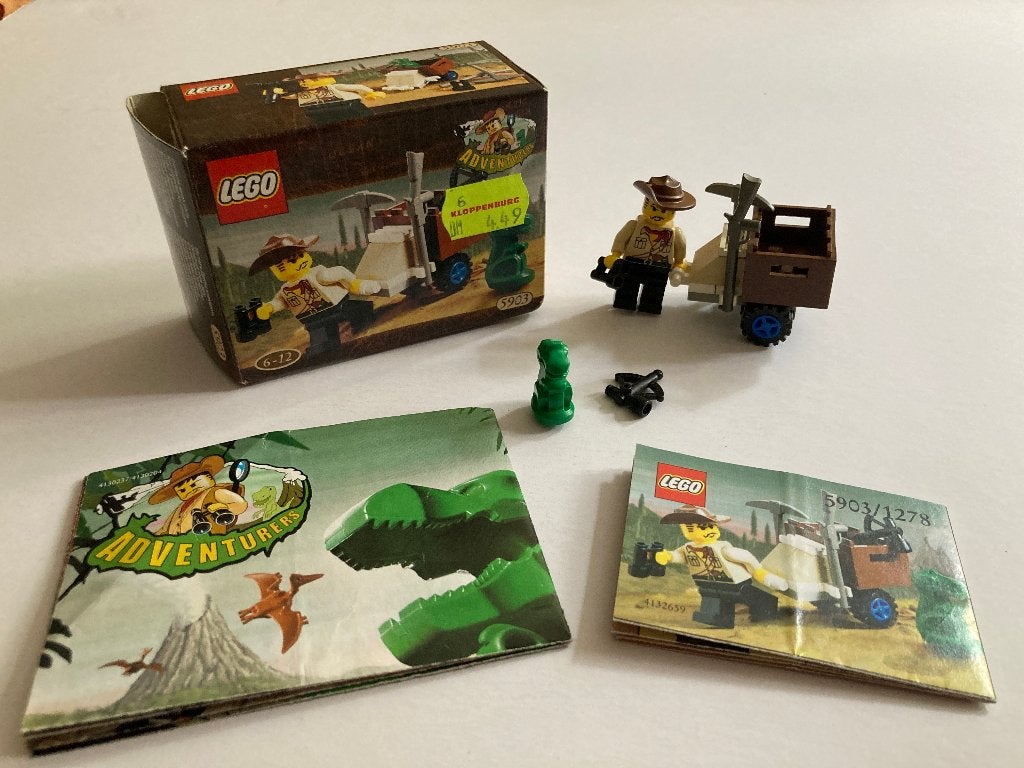 Lego 5903 Johnny Thunder and Baby T (2000) compleet met doos, Inclusief instructies, Gebruikt, Overige thema's, Lego