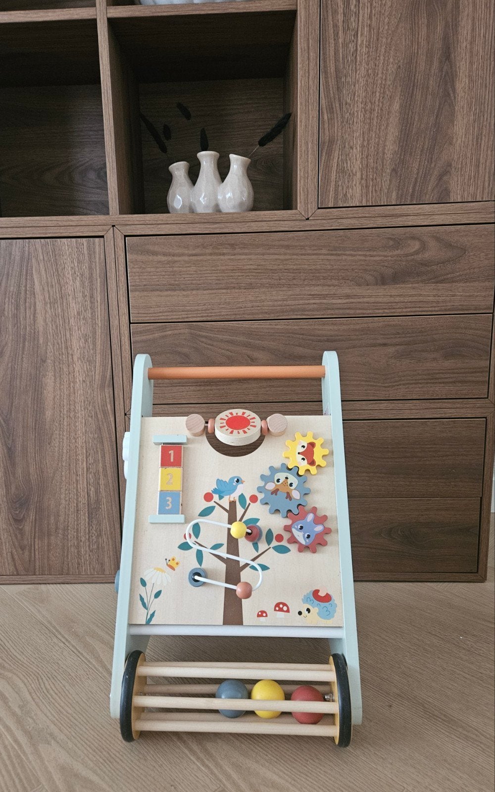 Houten Baby Loopwagen met Activiteitenpaneel, Ophalen, Zo goed als nieuw, Overige typen, Met wieltjes