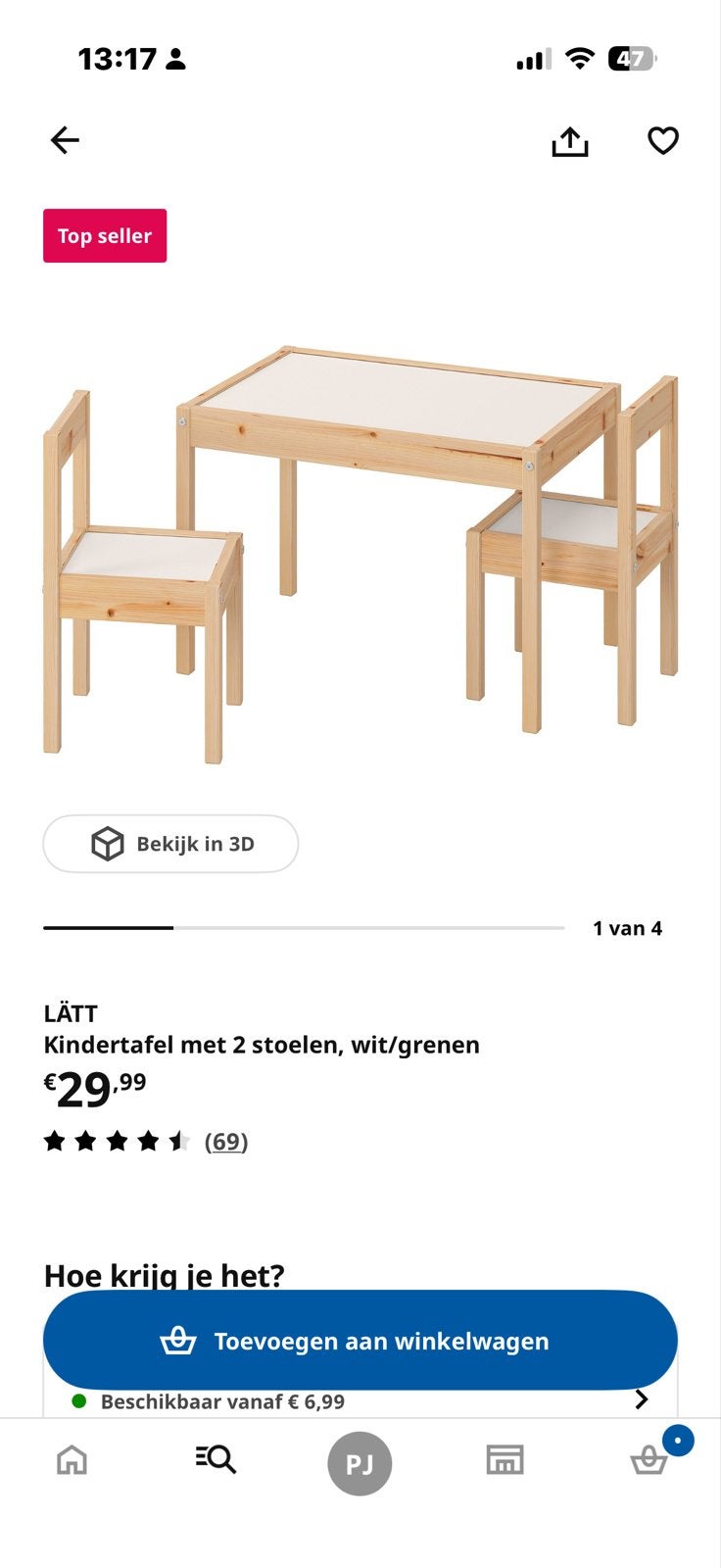 LÄTT Kindertafel met 2 stoelen, wit/grenen, Ophalen, Gebruikt, Tafel(s) en Stoel(en)