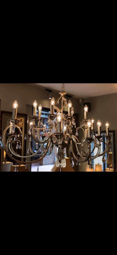 Klassieke Kroonluchter wandlamp en plafonaire brons zilver, Ophalen, Nieuw