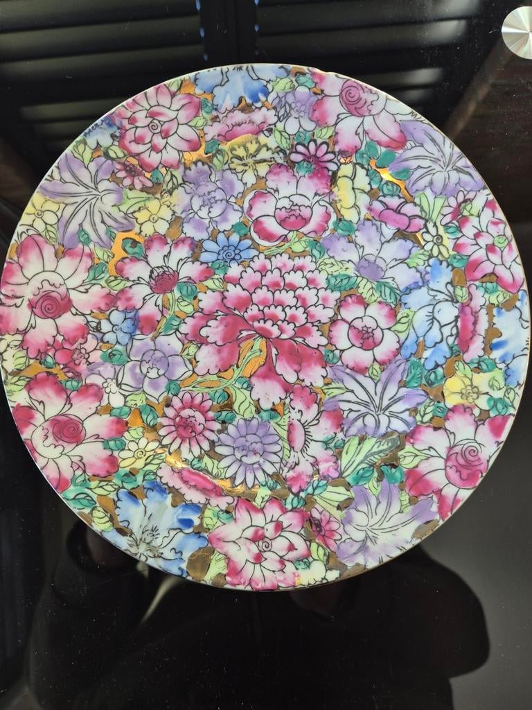 Chinees Porseleinen Bord 1966-1976 - Millefleurs Patroon, Ophalen of Verzenden