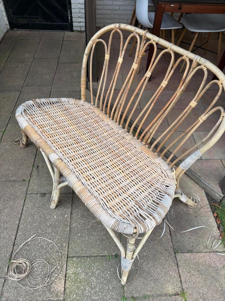 Rieten bank 110cm breed, Tuin en Terras, Tuinbanken, Ophalen, Gebruikt, Rotan