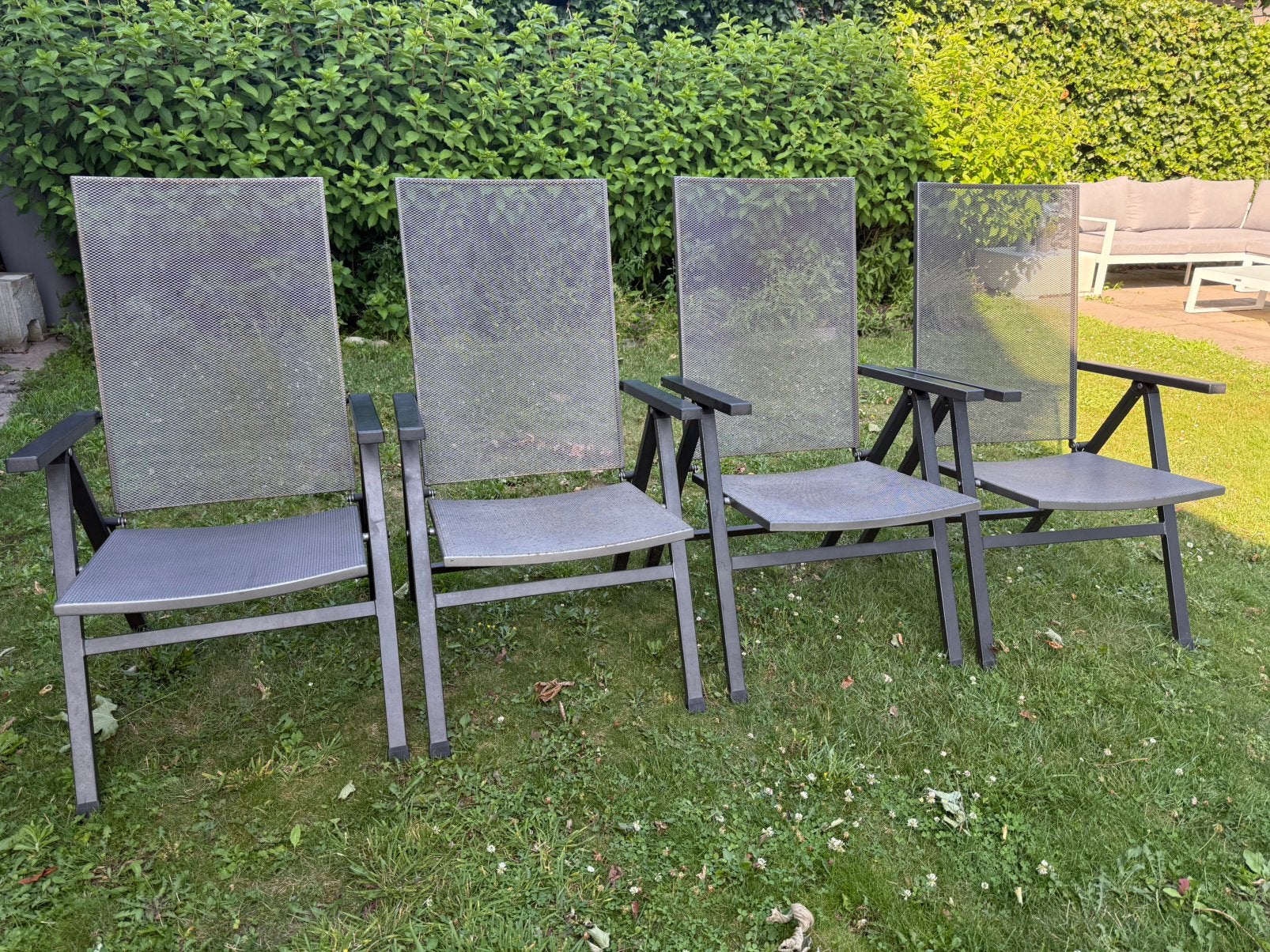 4 verstelbare stalen tuinstoelen Royal Garden, Ophalen, Zo goed als nieuw, Metaal, Verstelbaar