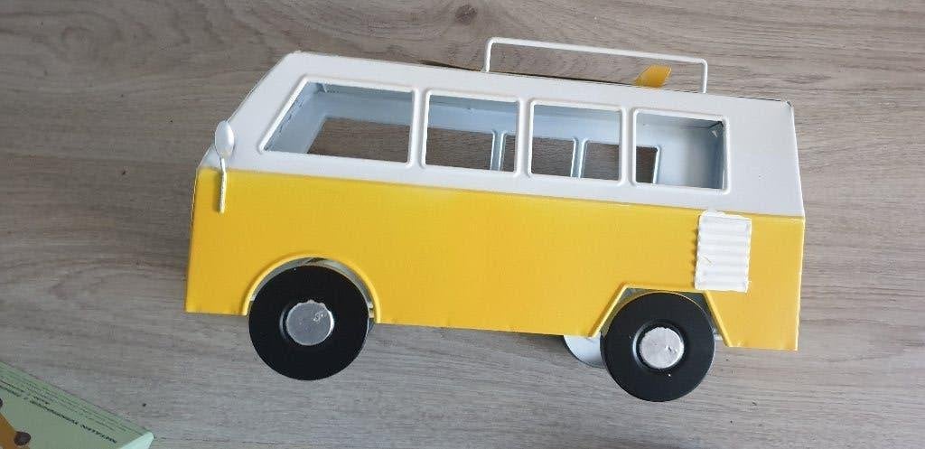 metalen bus geel wit met surfplank vw volkswagen t1 look, Ophalen of Verzenden, Nieuw, Metaal