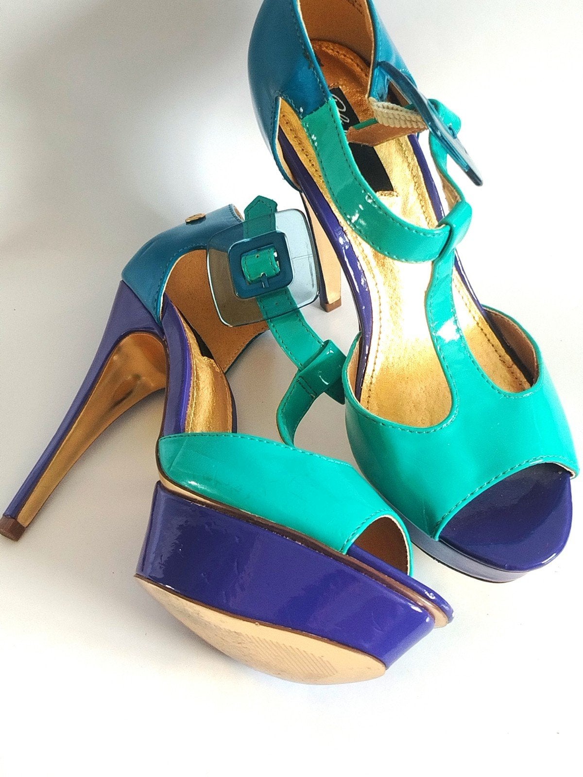 Blink Peep-toe Pumps - Maat 38 - Turkoois/Paars, Kleding | Dames, Schoenen, Blauw, Dansschoenen, Ophalen of Verzenden, Gedragen