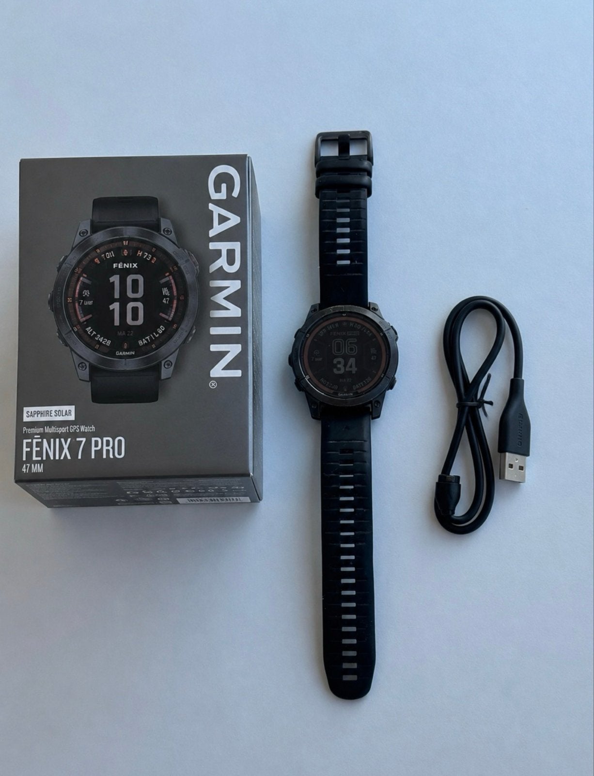 Garmin Fenix 7 Pro Sapphire Solar GPS Smartwatch, Zwart, Ophalen of Verzenden, Waterdicht, Android