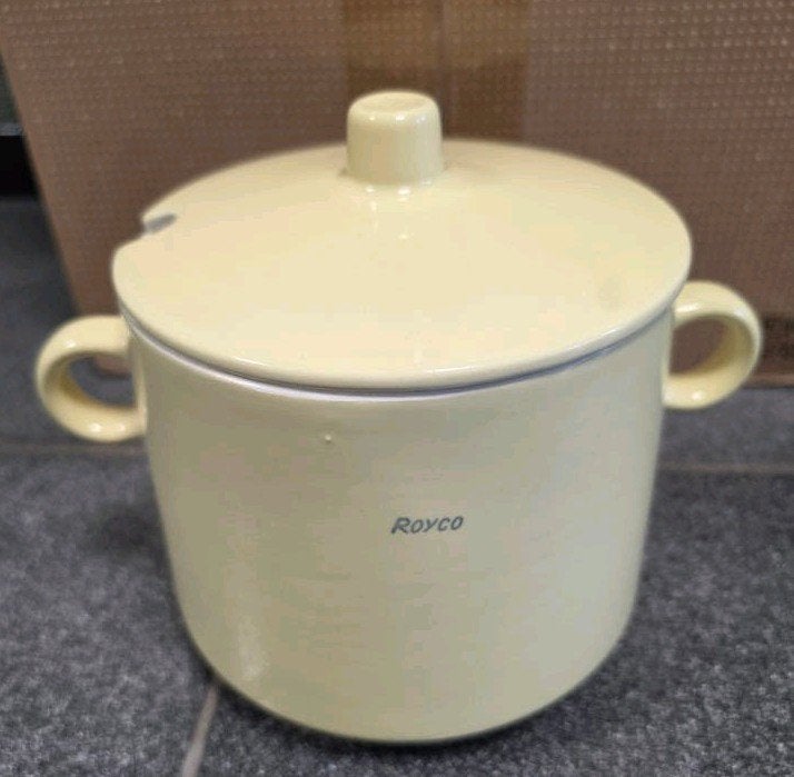Vintage Royco Soepterrine met Deksel - geel, Beige, Ophalen of Verzenden, Steen/keramiek, Overige merken