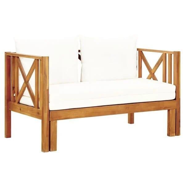 VIDAXL Tuinbank 2-zits met kussens  massief acaciahout, Tuin en Terras, Ophalen, Nieuw, Hout