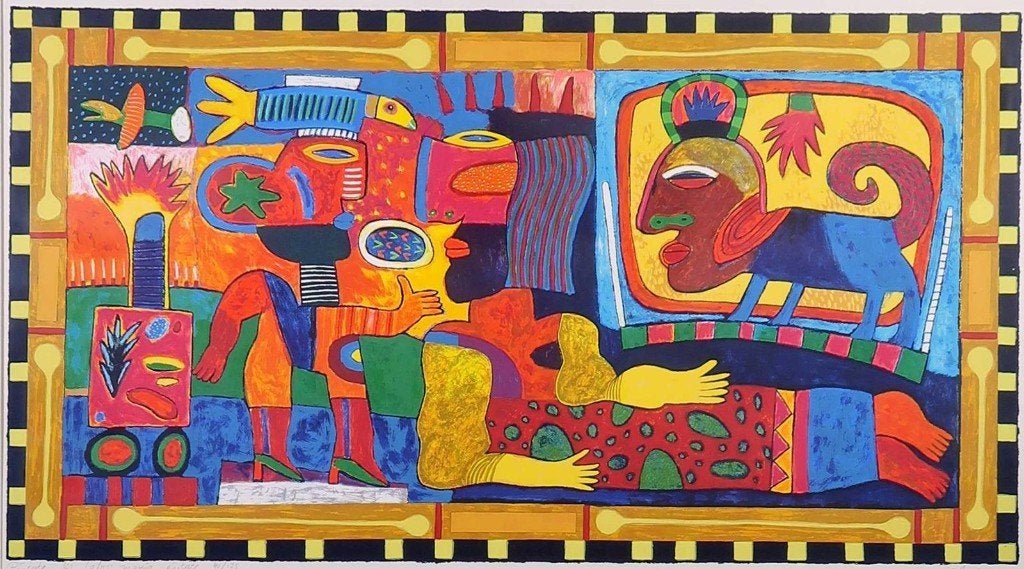 Clemens Briels - Gesigneerde zeefdruk - 34/175 - Ingelijst, Ophalen, Abstract, Zeefdruk