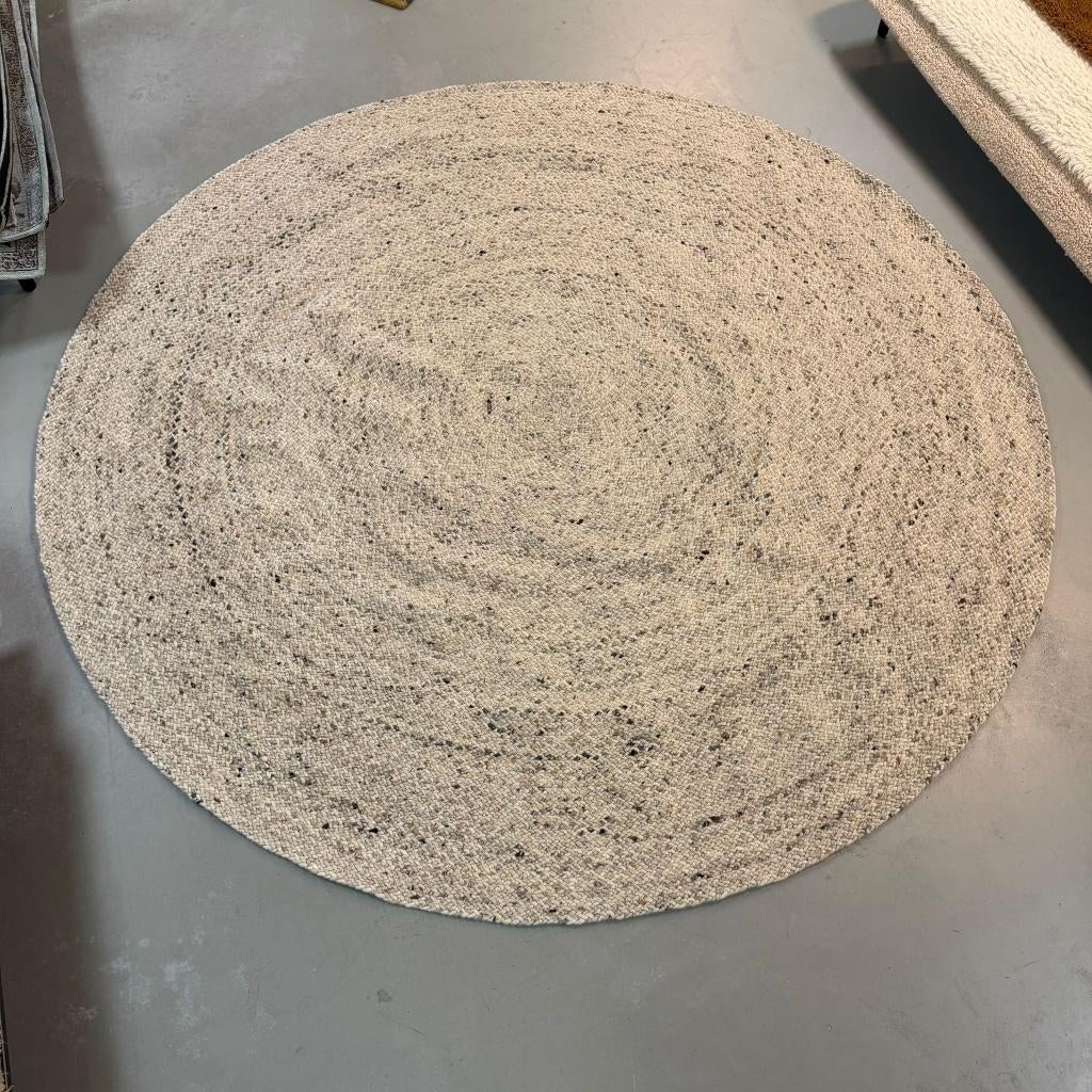 Handgeknoopt wollen vloerkleed creme 250 m rond, Rond, Ophalen of Verzenden, Vloerkledenloods.nl, 200 cm of meer