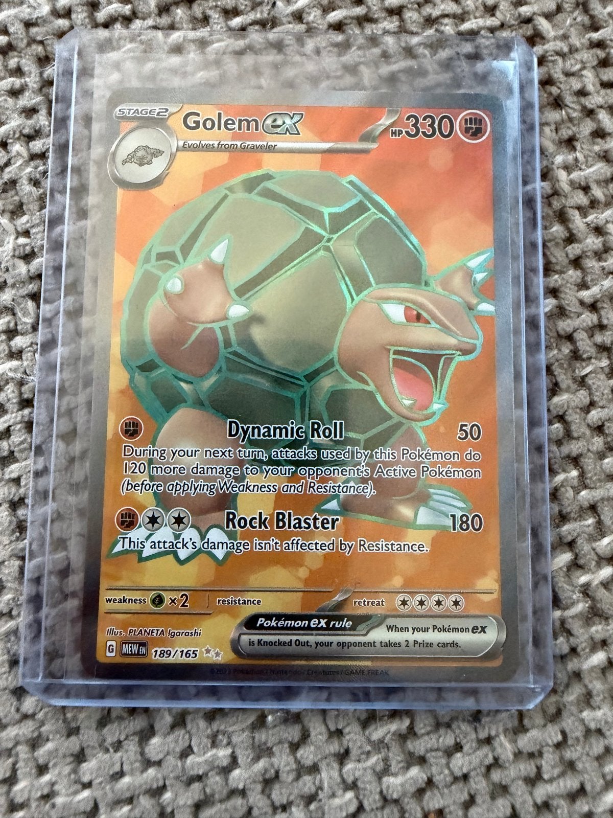 Pokémon Golem ex 189/165 Scarlet & Violet Obsidian Flames, Ophalen of Verzenden, Zo goed als nieuw, Losse kaart, Foil