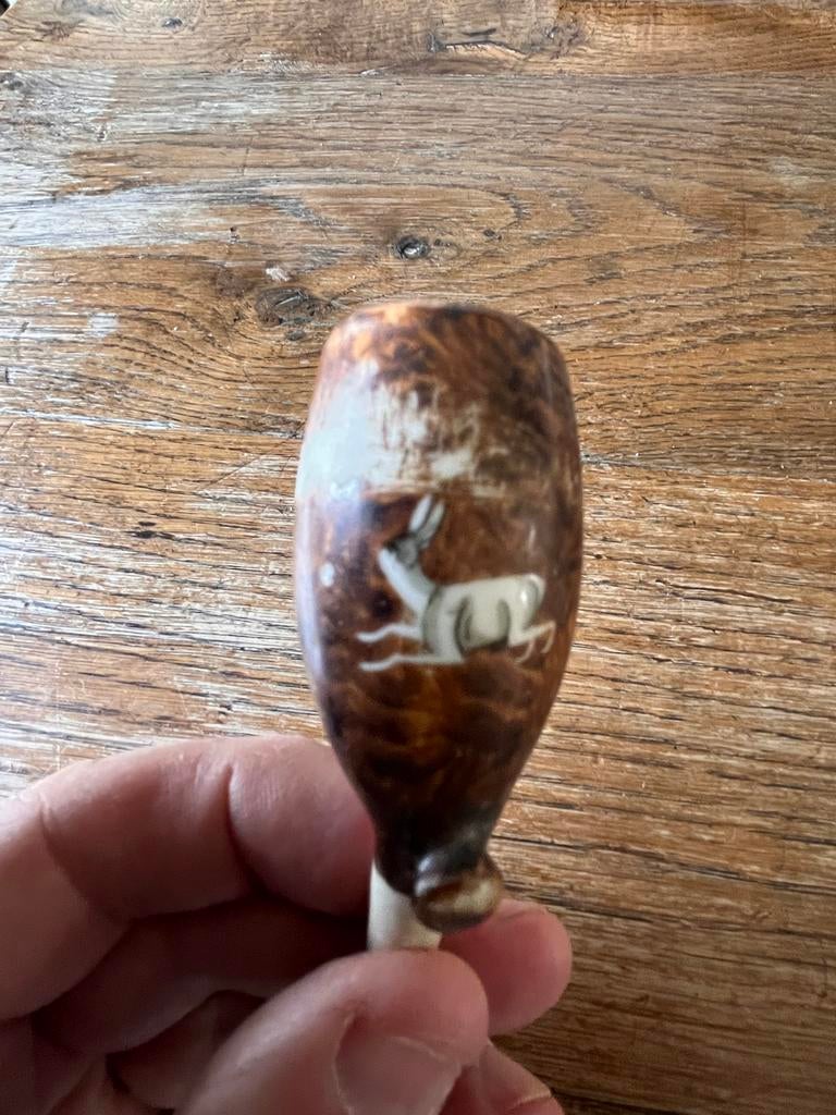 Antieke porseleinen pijpenkop met haas, 19de eeuw, Antiek en Kunst, Antiek | Porselein, Ophalen of Verzenden