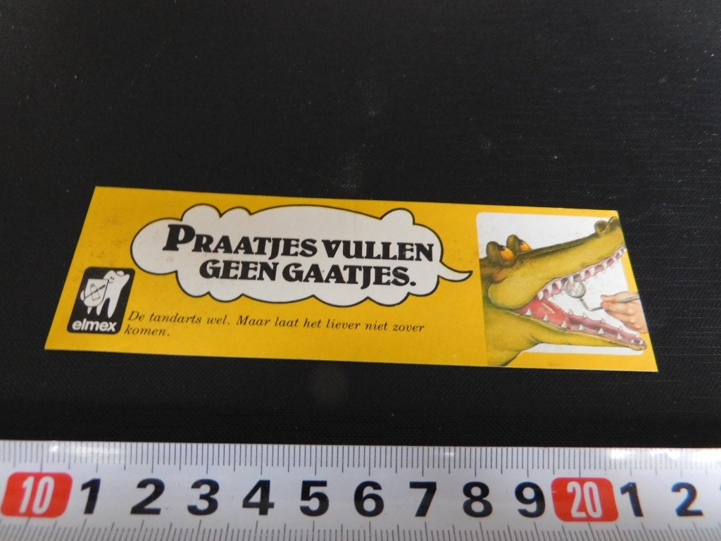 sticker ELMEX Praatjes vullen geen gaatjes  Krokodil, Verzamelen, Ophalen, Zo goed als nieuw