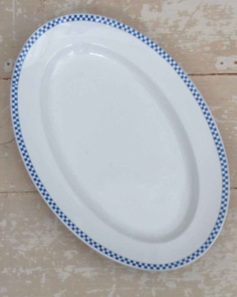 Franse serveerschaal Opaque de Sarreguemines – Blauw/wit, Ophalen of Verzenden