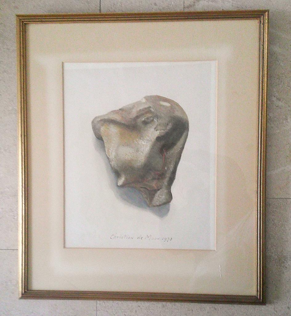 (schedel ?) in een steen '74 - Christian de Moor 1899-1981, Antiek en Kunst, Ophalen of Verzenden