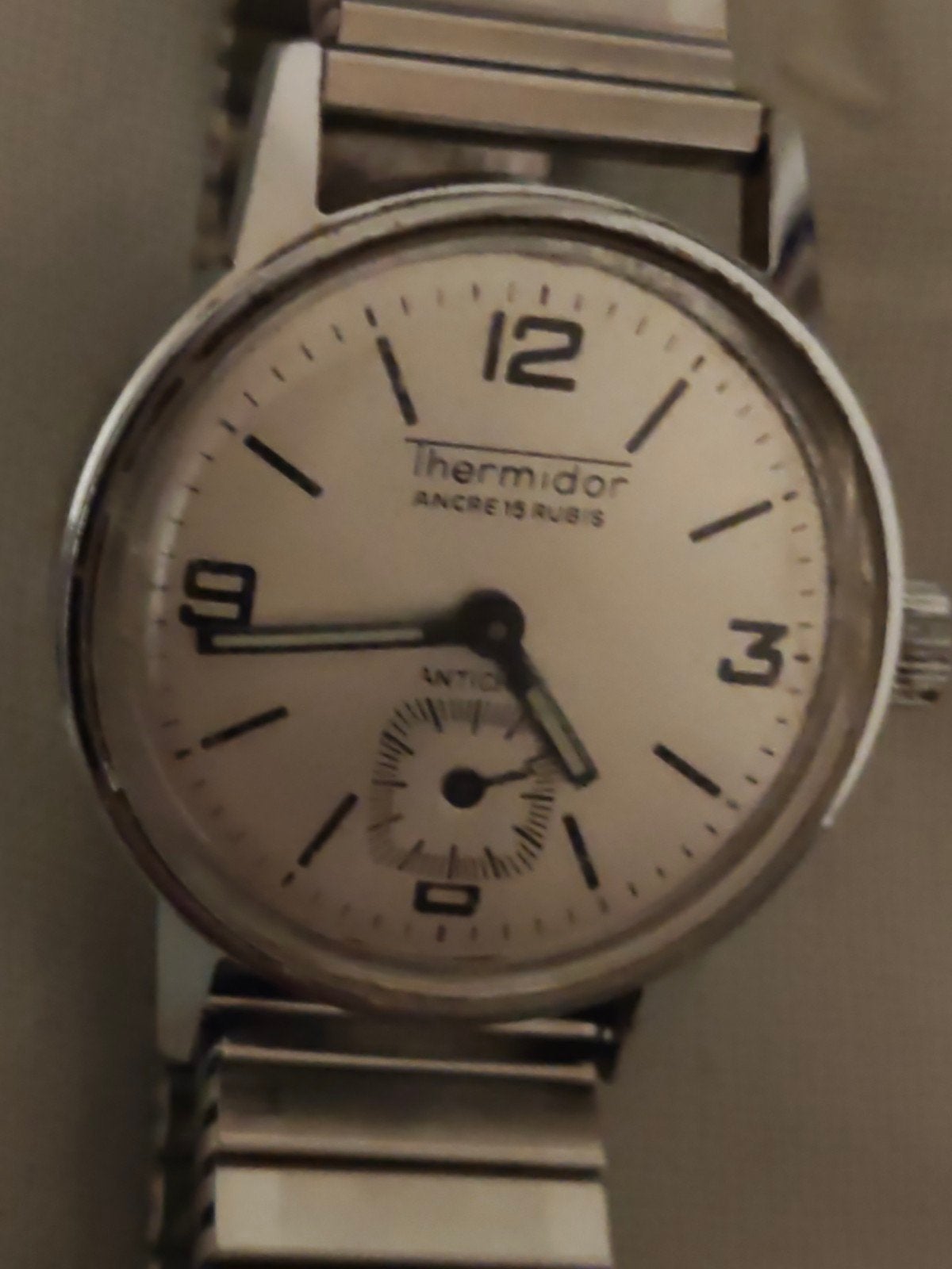 Vintage Thermidor Ancre 15 Rubis Polshorloge, Sieraden, Tassen en Uiterlijk, Horloges | Antiek, Overige merken, Staal, Met bandje