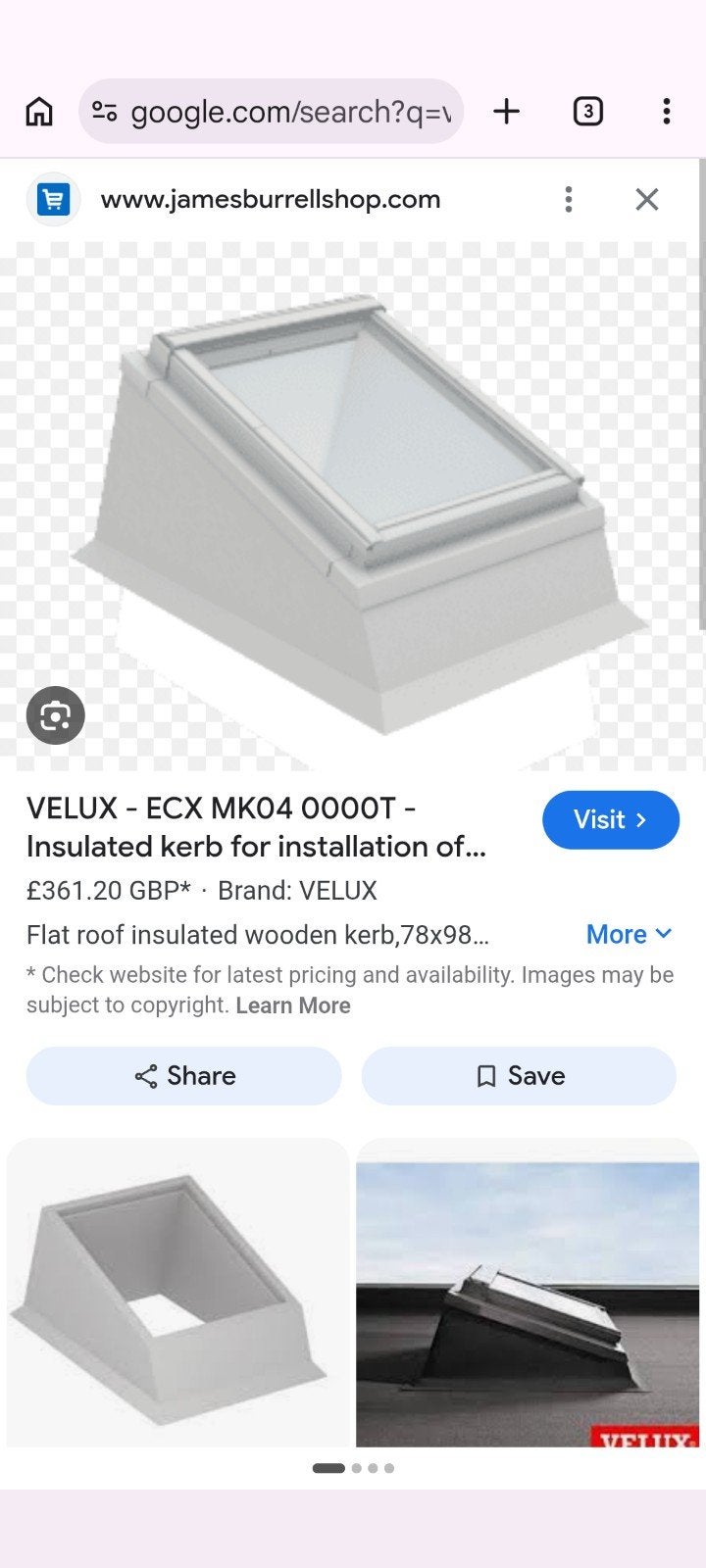 VELUX ECX MK04 0000T Geïsoleerde opstand voor plat dak, Ophalen of Verzenden, Nieuw, Minder dan 80 cm, Dakraam