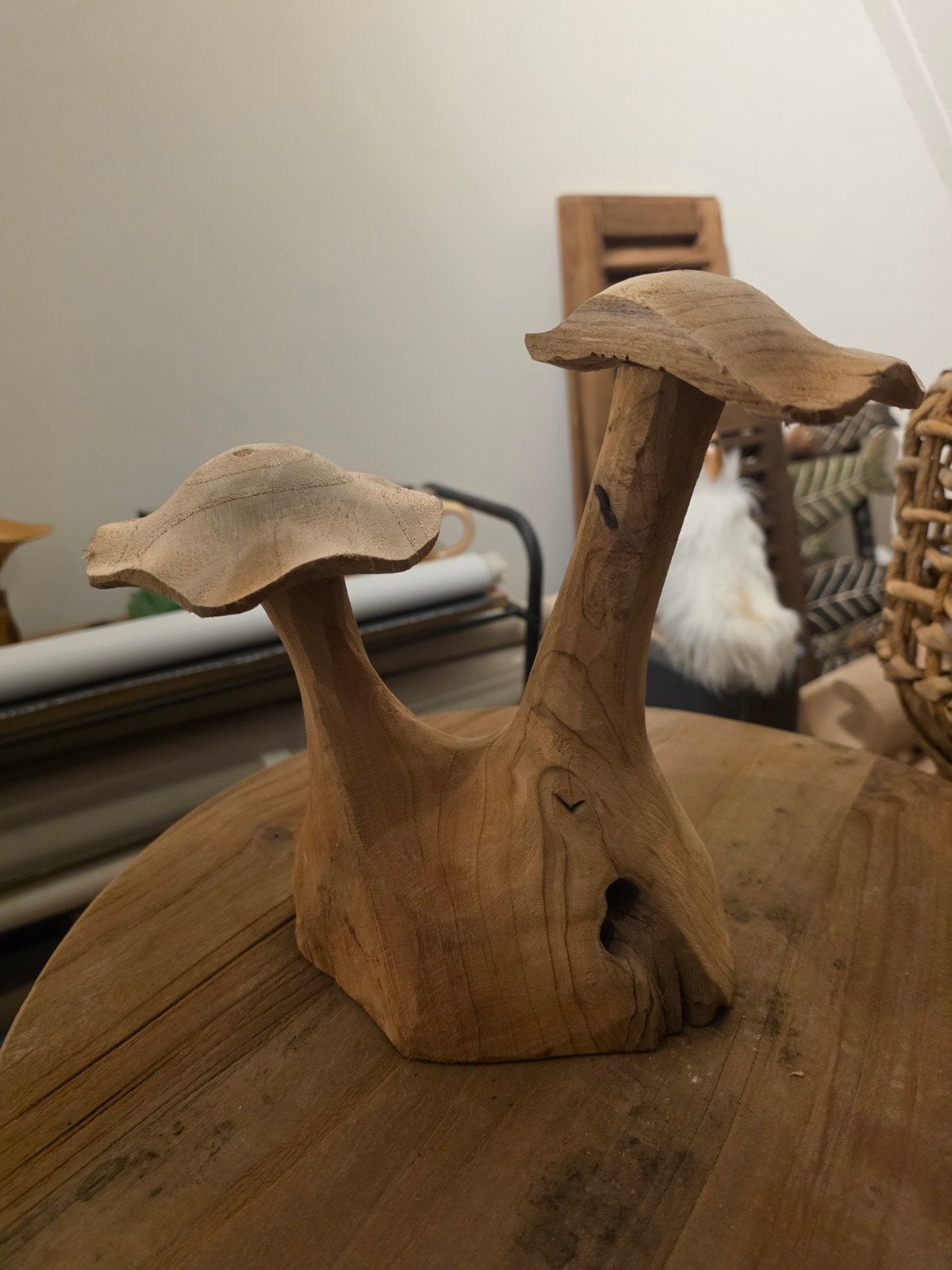Decoratieve houten paddestoel - Uniek handgemaakt item, Hout, Ophalen of Verzenden, Bruin, Landelijk